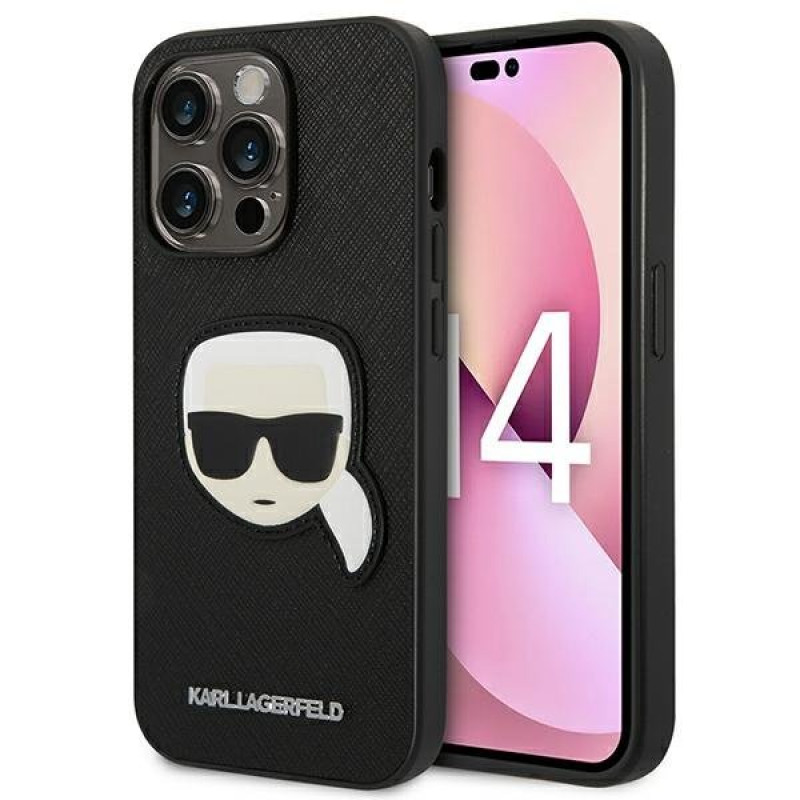 Гръб Karl Lagerfeld PU Saffiano Karl Head Case за iPhone 14 Pro Max - Черен